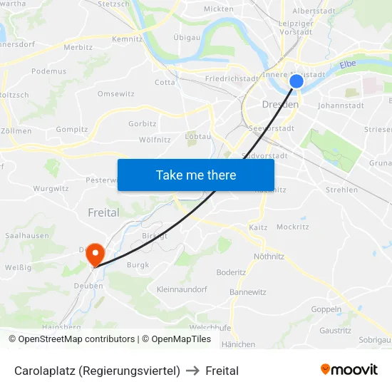 Carolaplatz (Regierungsviertel) to Freital map
