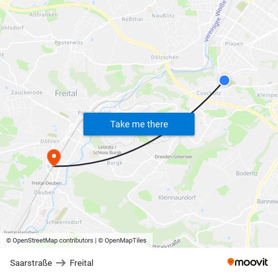 Saarstraße to Freital map