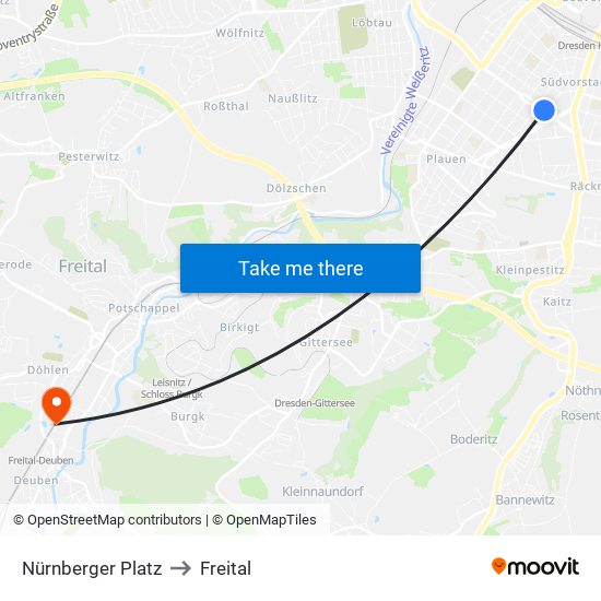 Nürnberger Platz to Freital map