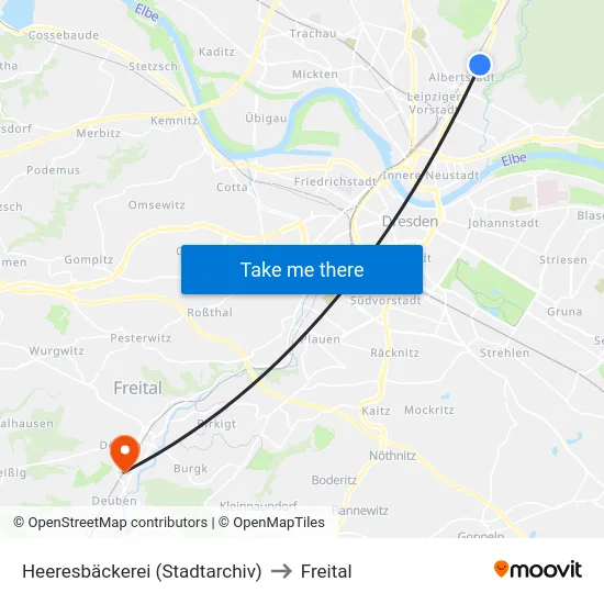 Heeresbäckerei (Stadtarchiv) to Freital map