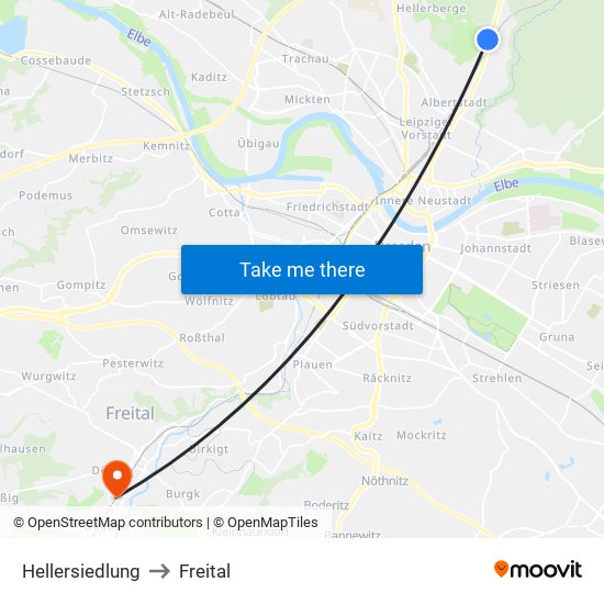 Hellersiedlung to Freital map