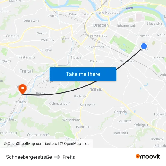 Schneebergerstraße to Freital map