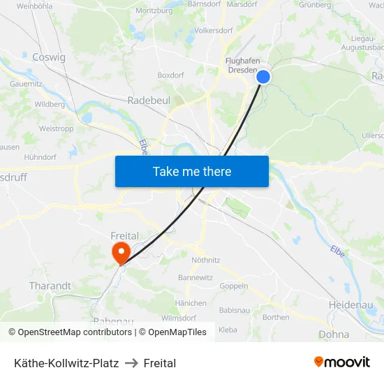 Käthe-Kollwitz-Platz to Freital map