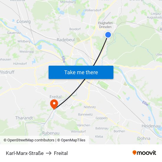 Karl-Marx-Straße to Freital map