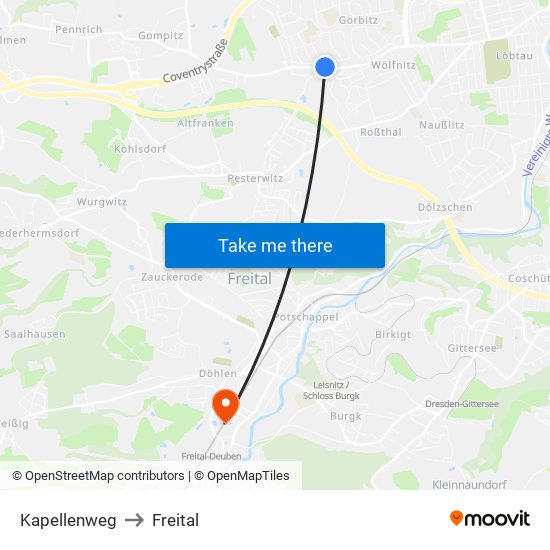 Kapellenweg to Freital map