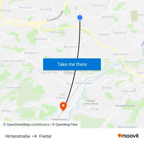 Hirtenstraße to Freital map