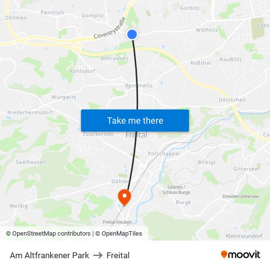 Am Altfrankener Park to Freital map