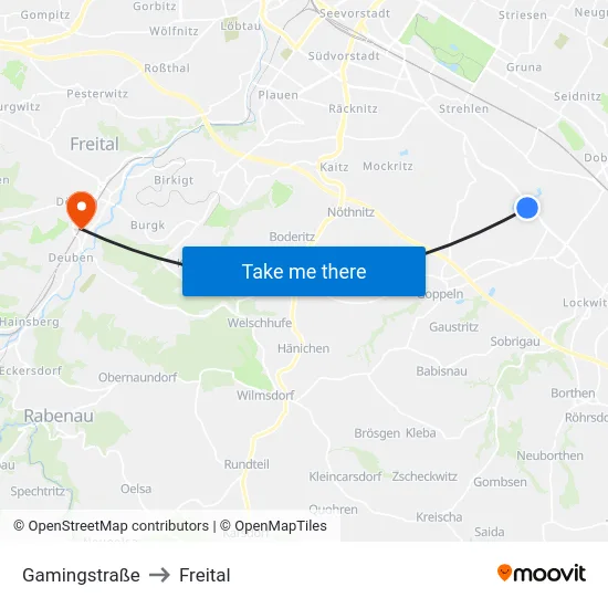 Gamingstraße to Freital map