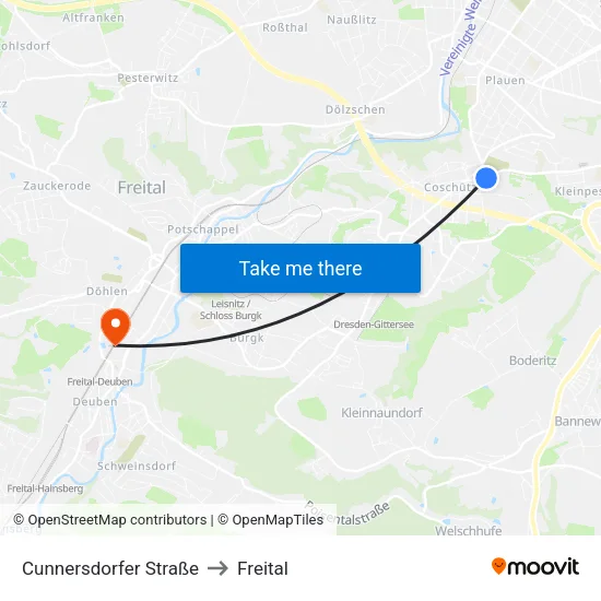 Cunnersdorfer Straße to Freital map