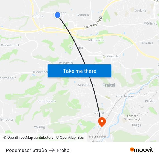 Podemuser Straße to Freital map