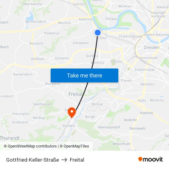 Gottfried-Keller-Straße to Freital map