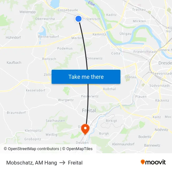 Mobschatz, AM Hang to Freital map