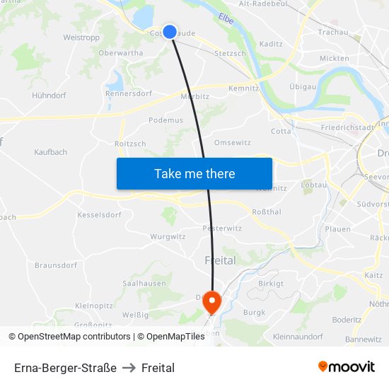 Erna-Berger-Straße to Freital map