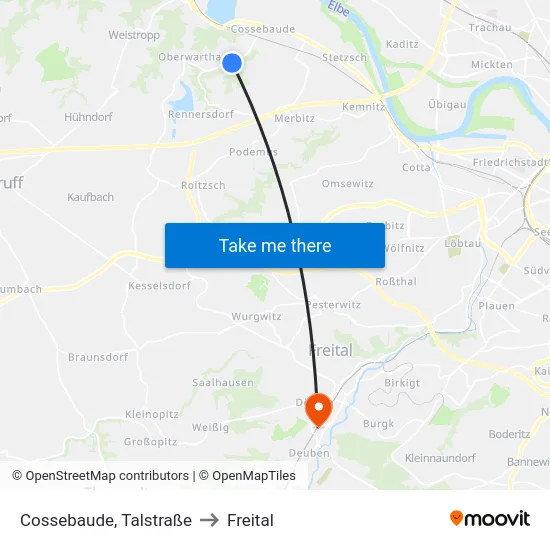 Cossebaude, Talstraße to Freital map