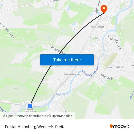 Freital-Hainsberg West to Freital map