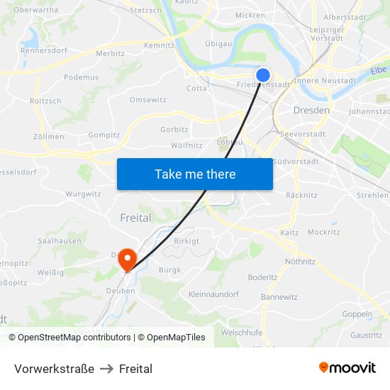 Vorwerkstraße to Freital map