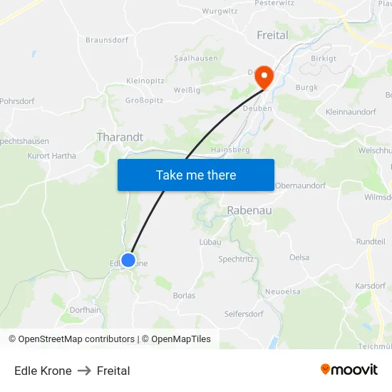 Edle Krone to Freital map