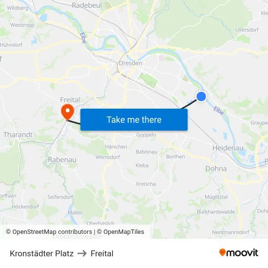 Kronstädter Platz to Freital map