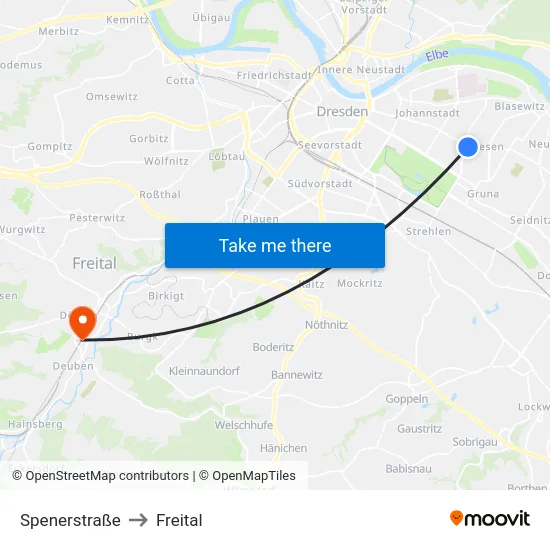 Spenerstraße to Freital map