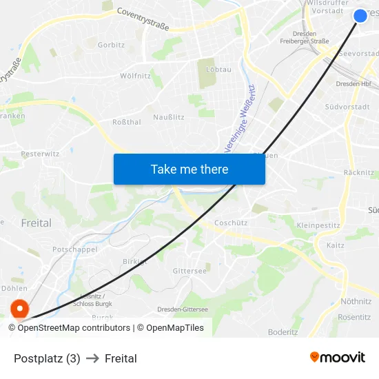 Postplatz (3) to Freital map