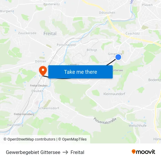 Gewerbegebiet Gittersee to Freital map