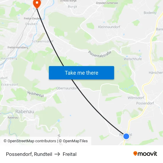 Possendorf, Rundteil to Freital map