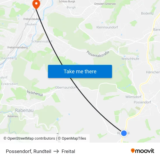 Possendorf, Rundteil to Freital map