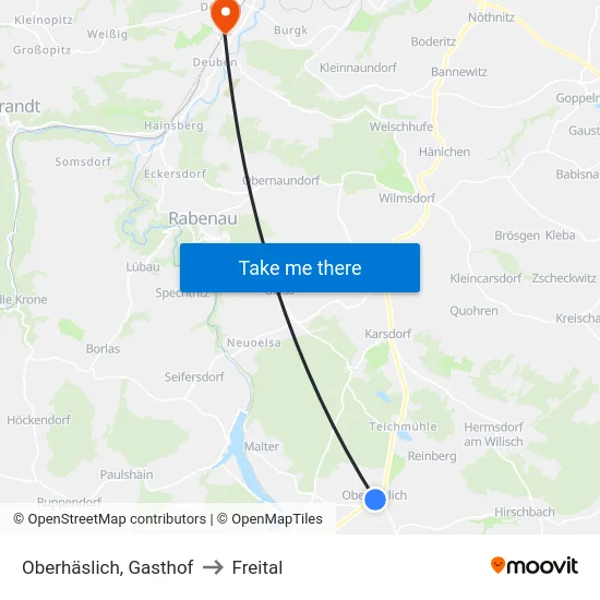 Oberhäslich, Gasthof to Freital map
