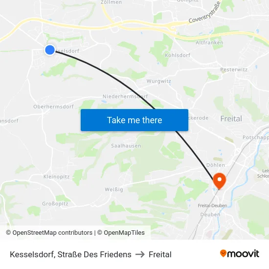 Kesselsdorf, Straße Des Friedens to Freital map