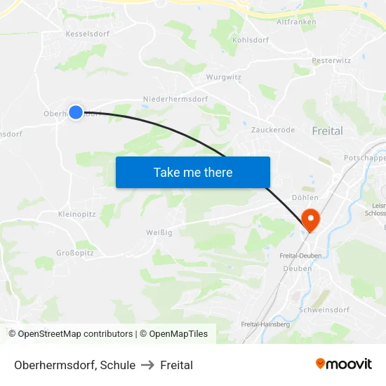 Oberhermsdorf, Schule to Freital map