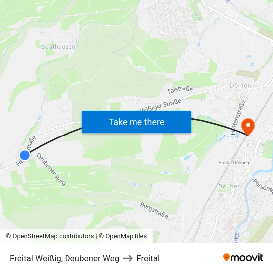 Freital Weißig, Deubener Weg to Freital map