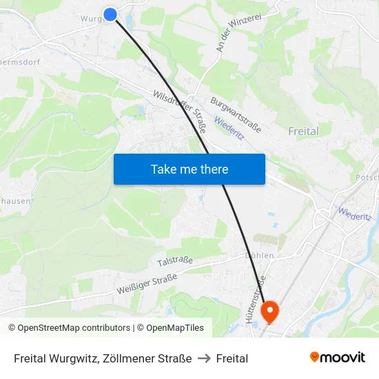Freital Wurgwitz, Zöllmener Straße to Freital map