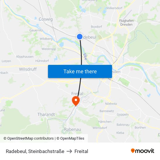 Radebeul, Steinbachstraße to Freital map