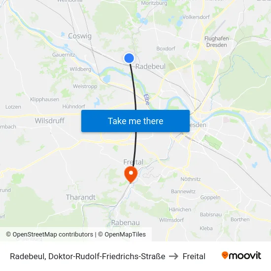 Radebeul, Doktor-Rudolf-Friedrichs-Straße to Freital map