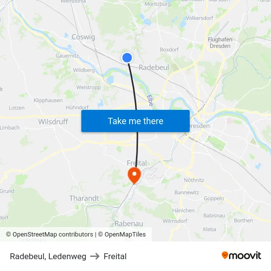 Radebeul, Ledenweg to Freital map
