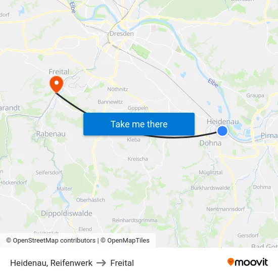 Heidenau, Reifenwerk to Freital map