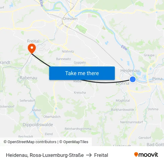 Heidenau, Rosa-Luxemburg-Straße to Freital map