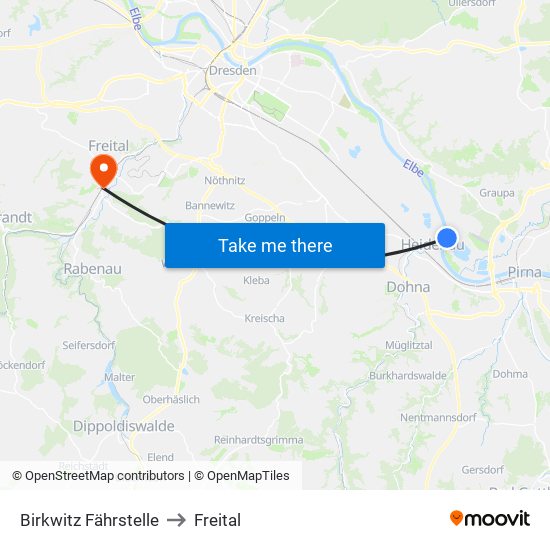 Birkwitz Fährstelle to Freital map