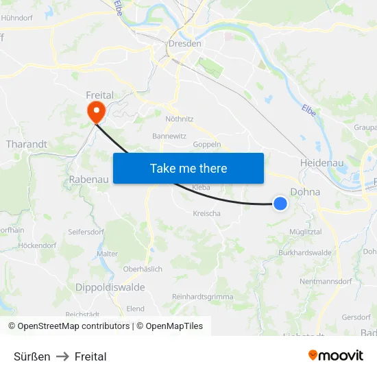 Sürßen to Freital map
