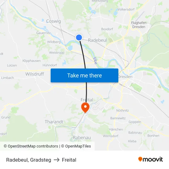 Radebeul, Gradsteg to Freital map