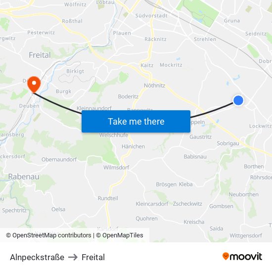 Alnpeckstraße to Freital map