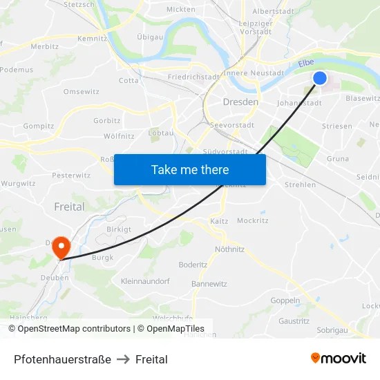 Pfotenhauerstraße to Freital map