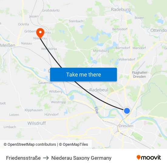 Friedensstraße to Niederau Saxony Germany map