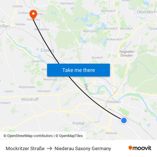 Mockritzer Straße to Niederau Saxony Germany map