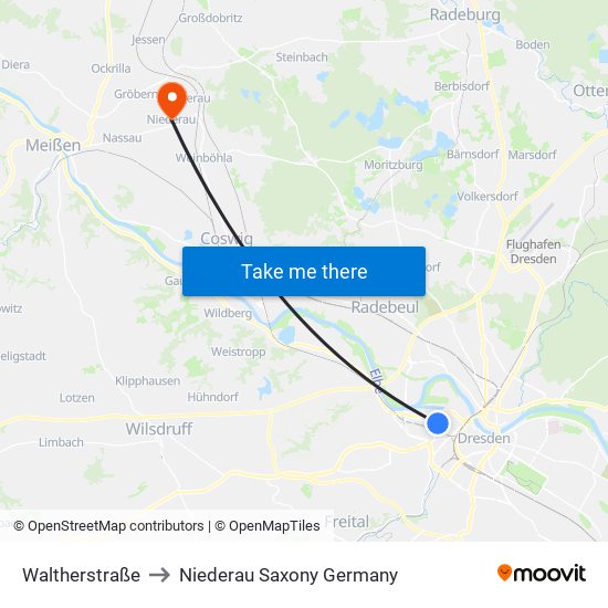 Waltherstraße to Niederau Saxony Germany map