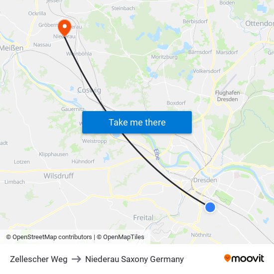 Zellescher Weg to Niederau Saxony Germany map