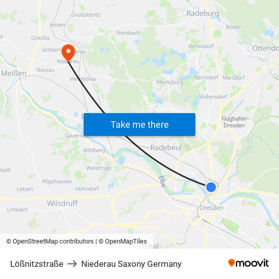 Lößnitzstraße to Niederau Saxony Germany map