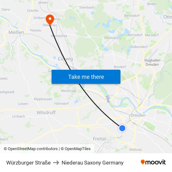 Würzburger Straße to Niederau Saxony Germany map