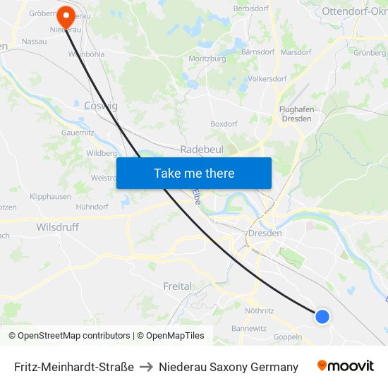 Fritz-Meinhardt-Straße to Niederau Saxony Germany map