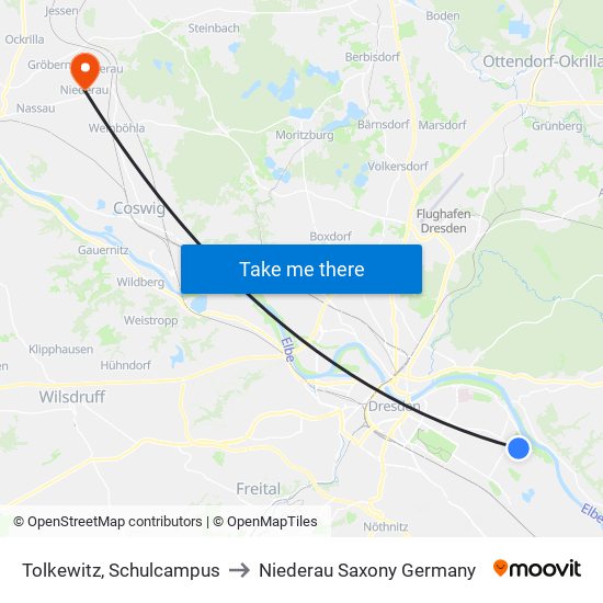 Tolkewitz, Schulcampus to Niederau Saxony Germany map